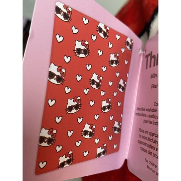 Hello Kitty Sunglasses Valentines Soft Throw Red Blanket White Hearts 60 X 70” - Picture 5 of 15